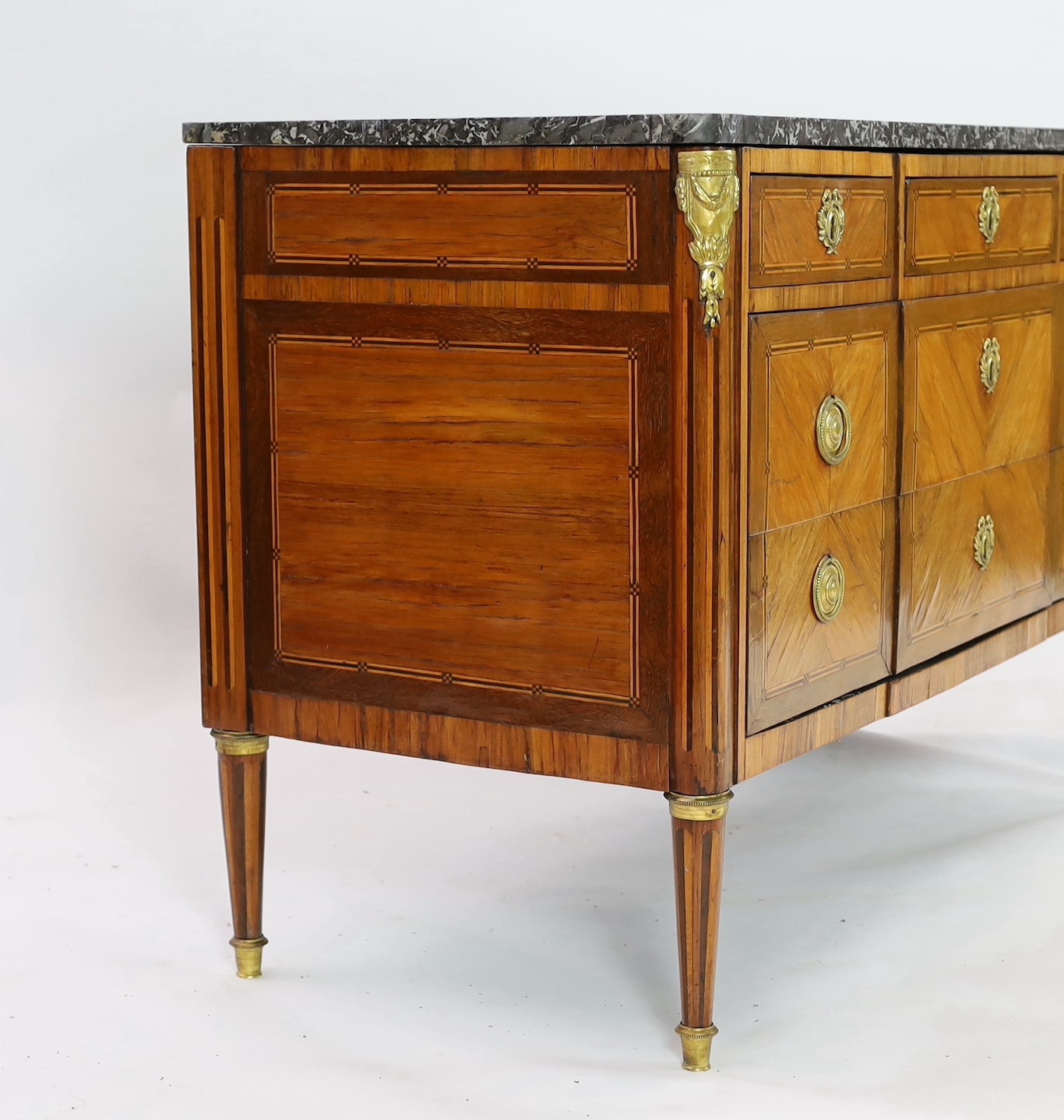 A Louis XVI ormolu mounted kingwood commode, W.126cm D.58cm H.85cm